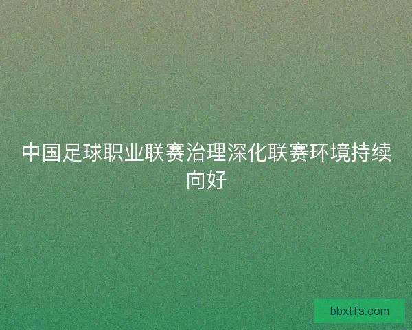 中国足球职业联赛治理深化联赛环境持续向好