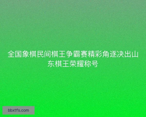 全国象棋民间棋王争霸赛精彩角逐决出山东棋王荣耀称号