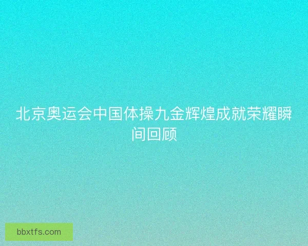 北京奥运会中国体操九金辉煌成就荣耀瞬间回顾