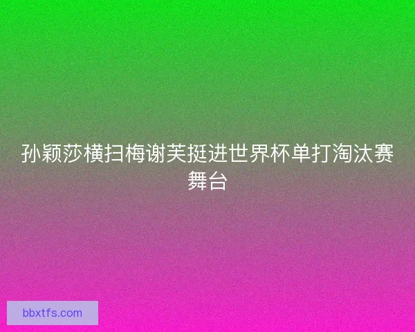 孙颖莎横扫梅谢芙挺进世界杯单打淘汰赛舞台