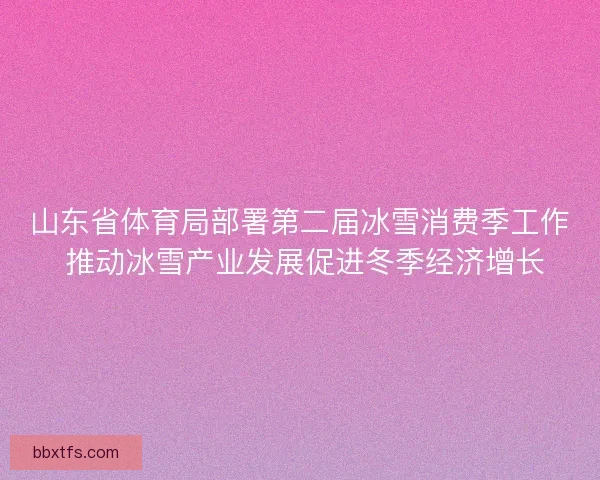 山东省体育局部署第二届冰雪消费季工作 推动冰雪产业发展促进冬季经济增长